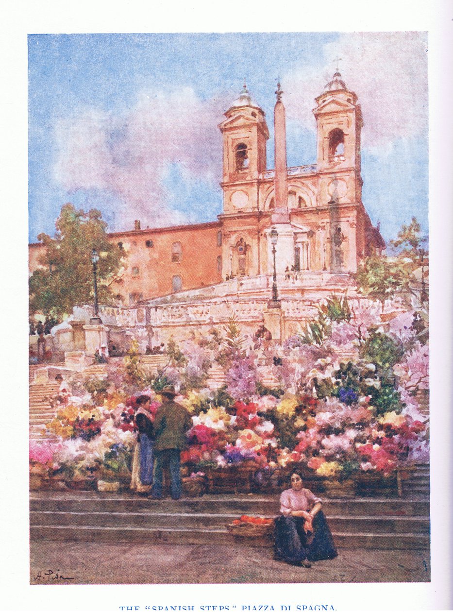 Španělské schody, Piazza Di Spagna, z Říma vydané A & C Black Ltd, 1925 od Alberto Pisa