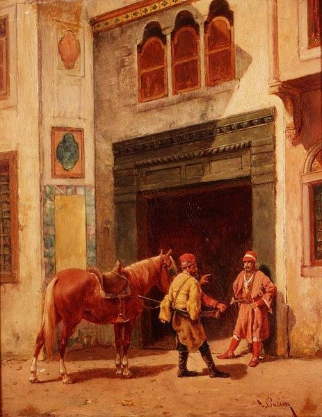 Arabové u brány od Alberto Pasini