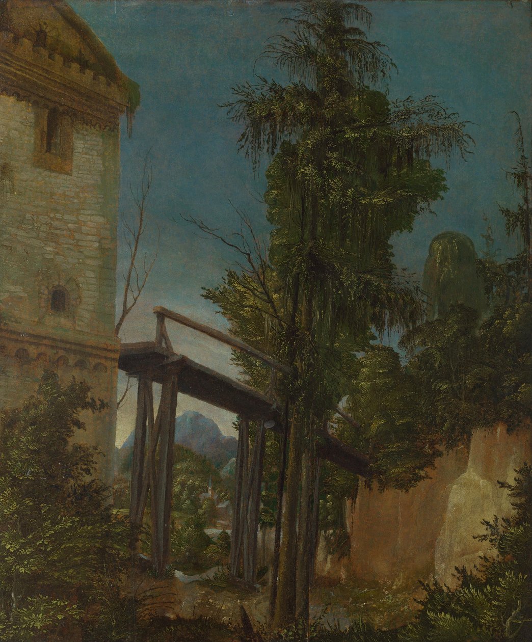 Krajina s lávkou, kolem 1518-20 od Albrecht Altdorfer