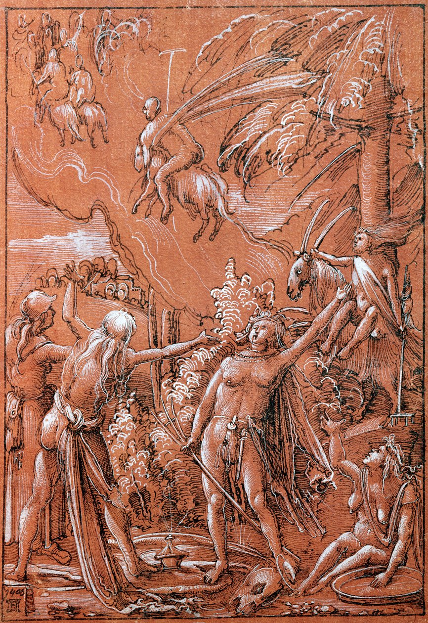 Odchod na sabat, 1506 (pero a inkoust a kvaš na papíře) od Albrecht Altdorfer