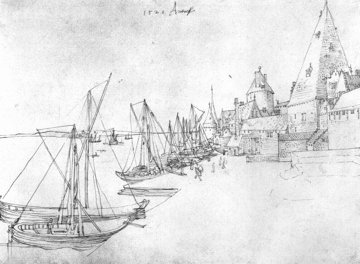 Přístav v Antverpách od Albrecht Dürer