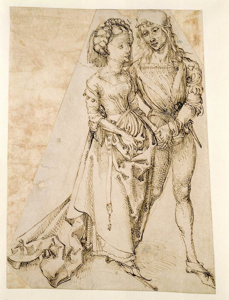 Milenci (pero a hnědý inkoust na bílém papíře) od Albrecht Dürer