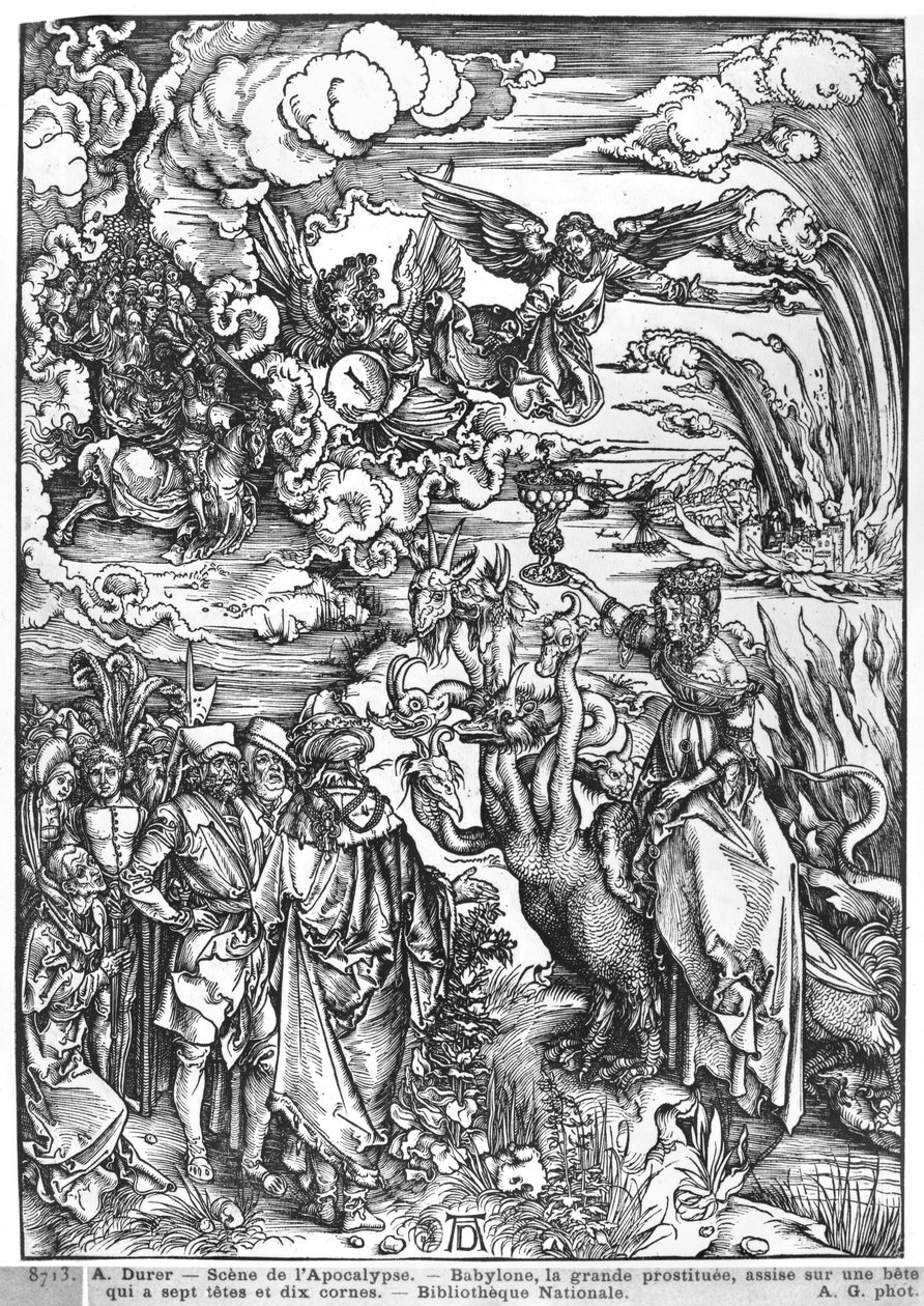 Scéna z Apokalypsy, velké babylonské děvky od Albrecht Dürer