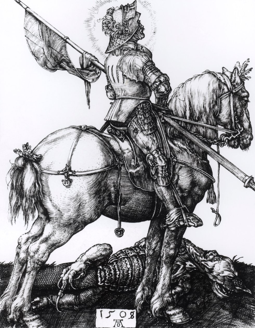 St. George and the Dragon, 1508 (rytina) od Albrecht Dürer