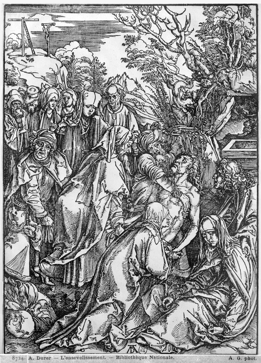 Pohřeb Krista, ze série „Velké umučení“, 1497–1500 od Albrecht Dürer