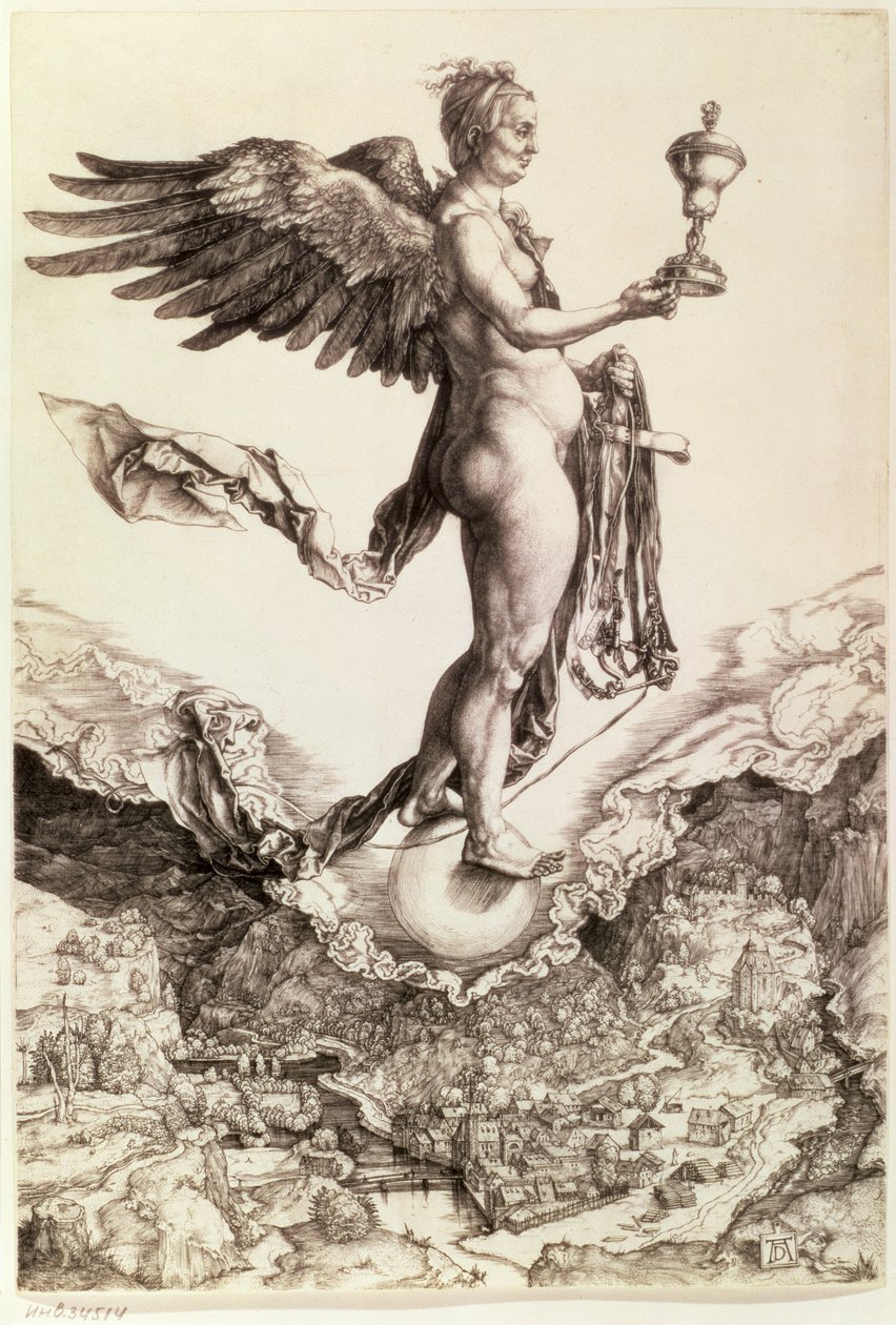 Nemesis, 1501-2 (čárová rytina) od Albrecht Dürer