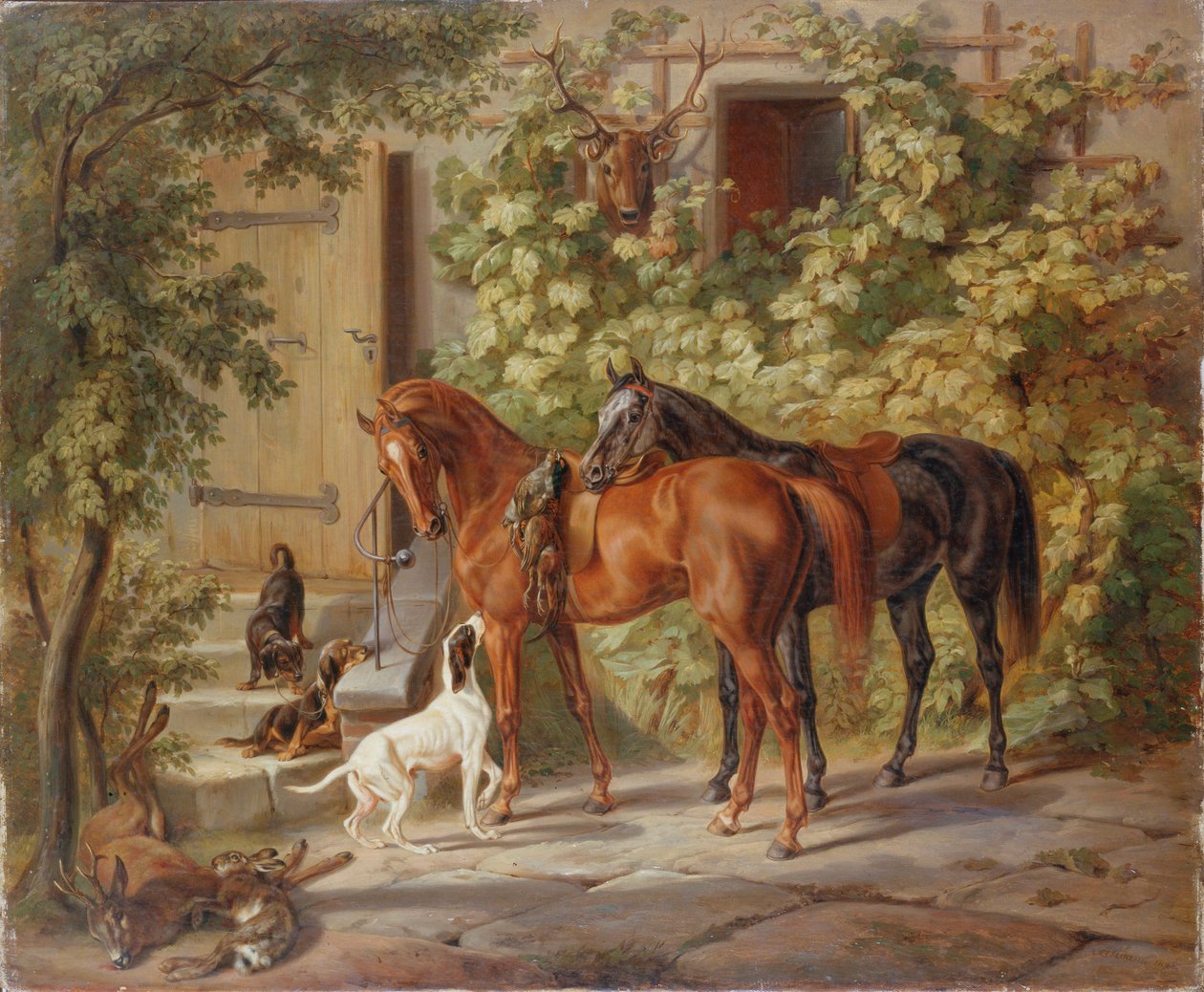 Koně na verandě, 1843. od Albrecht Adam