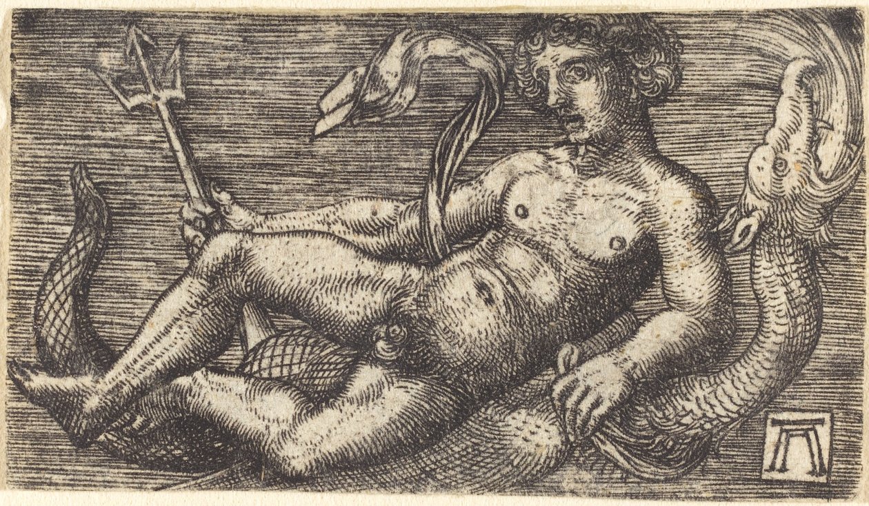 Neptun na mořské příšeře od Albrecht Altdorfer