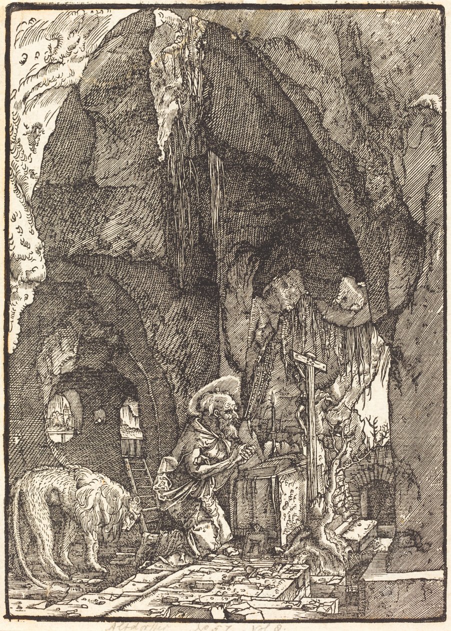 Svatý Jeroným v jeskyni od Albrecht Altdorfer