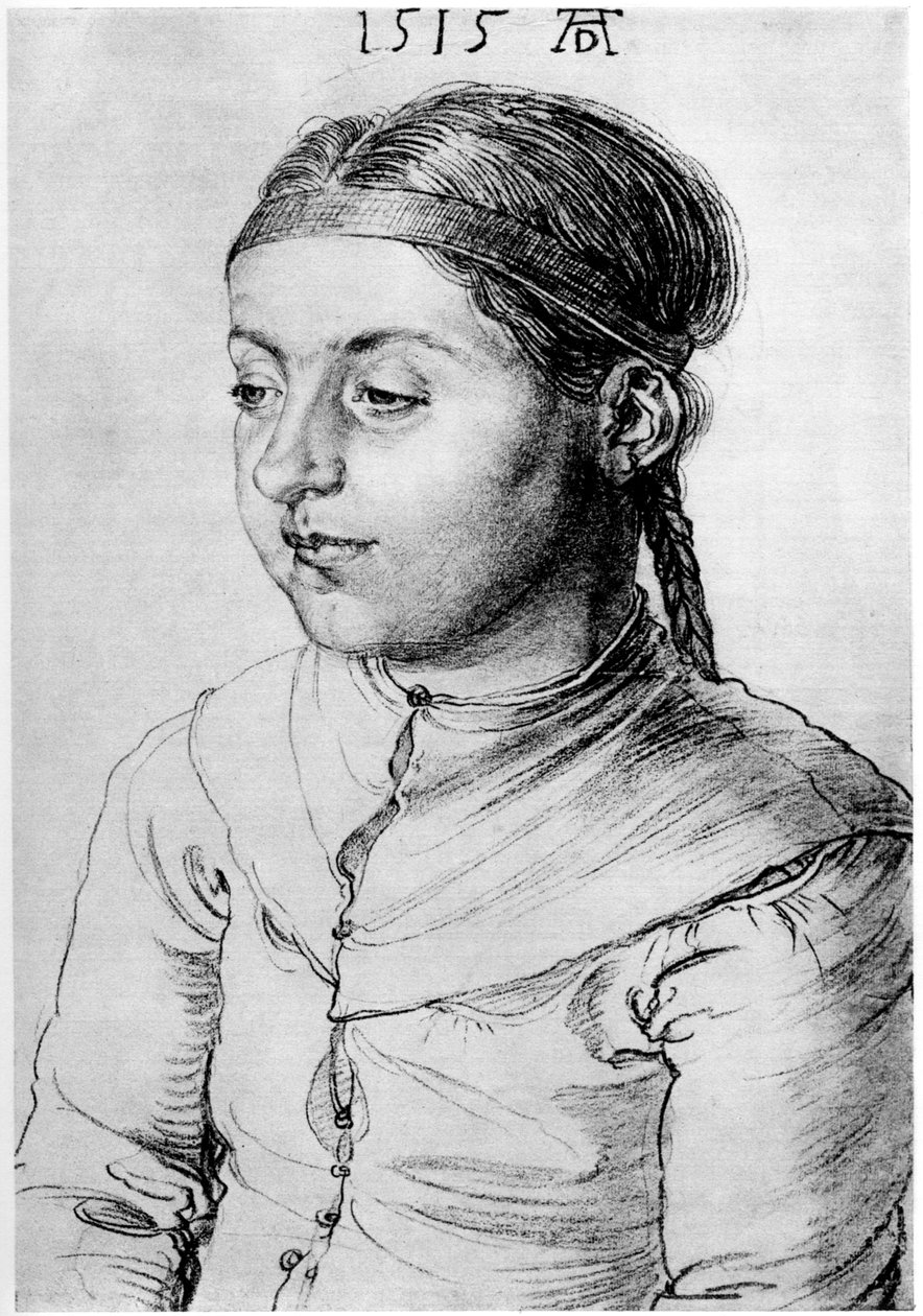 Hlava dívky, 1515, 1936 od Albrecht Dürer
