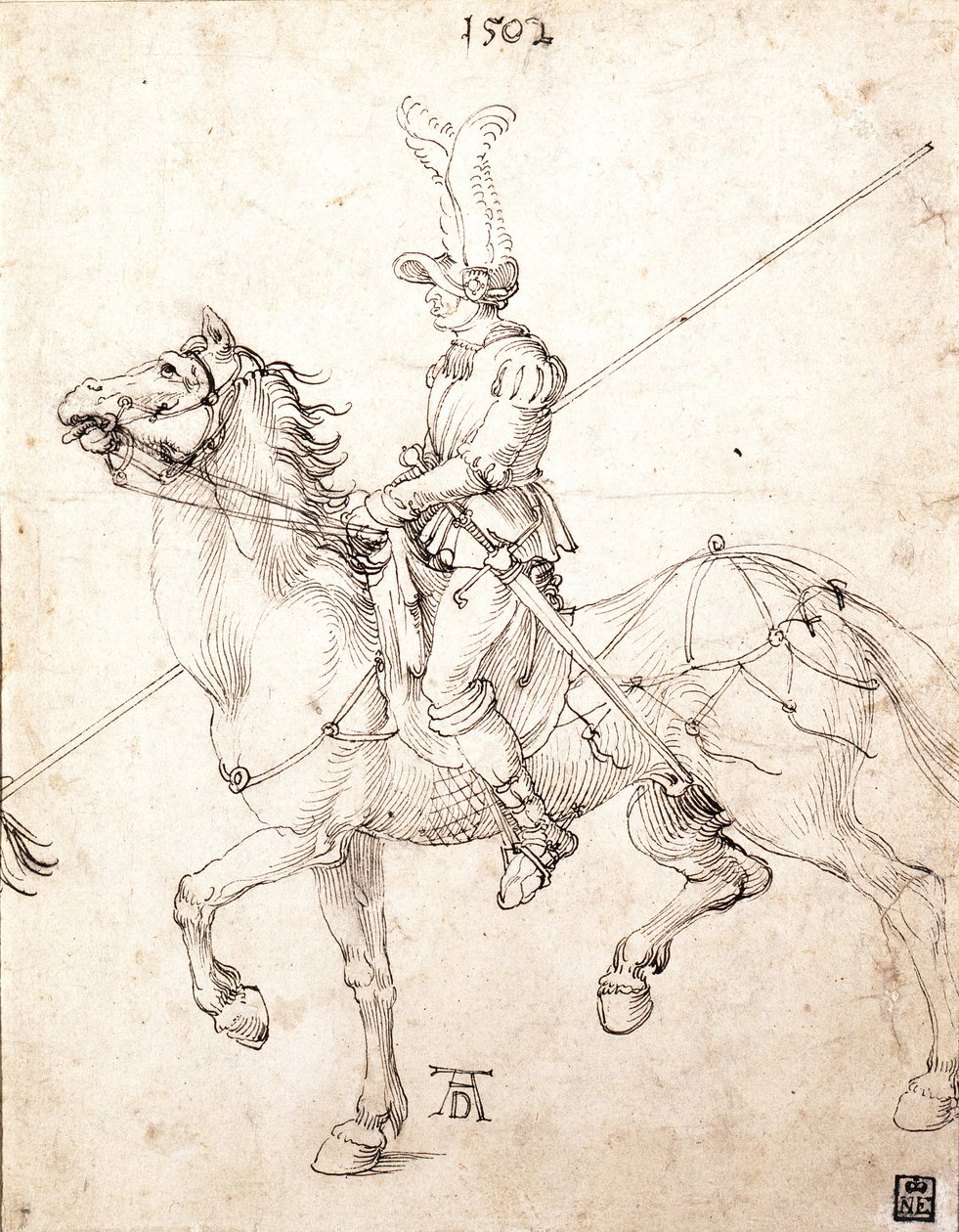 Lancer na koni, 1502 od Albrecht Dürer