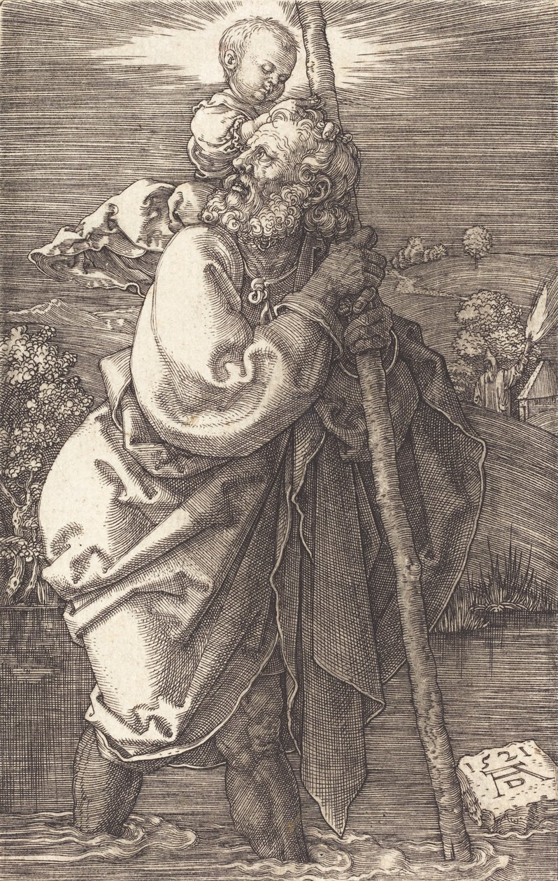 Svatý Kryštof obrácený doleva, 1521. od Albrecht Dürer