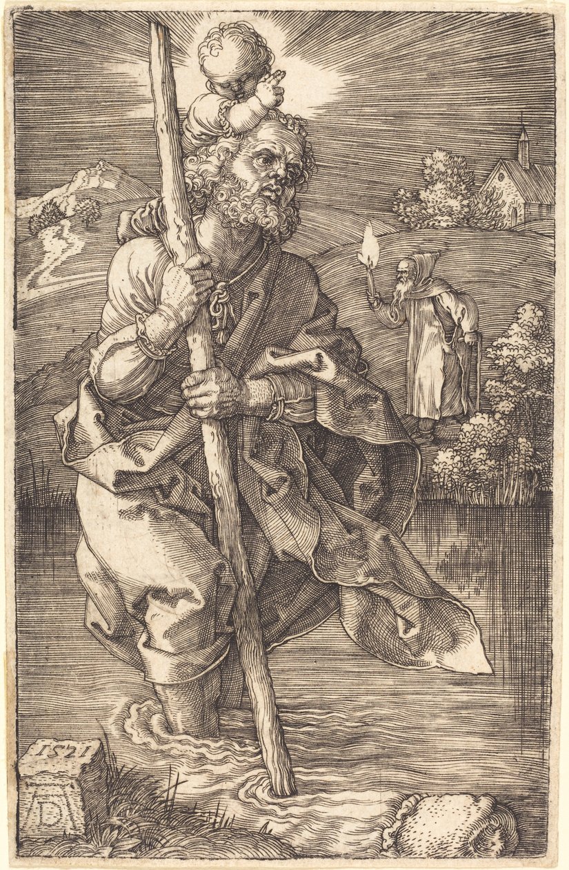 Svatý Kryštof tváří vpravo od Albrecht Dürer