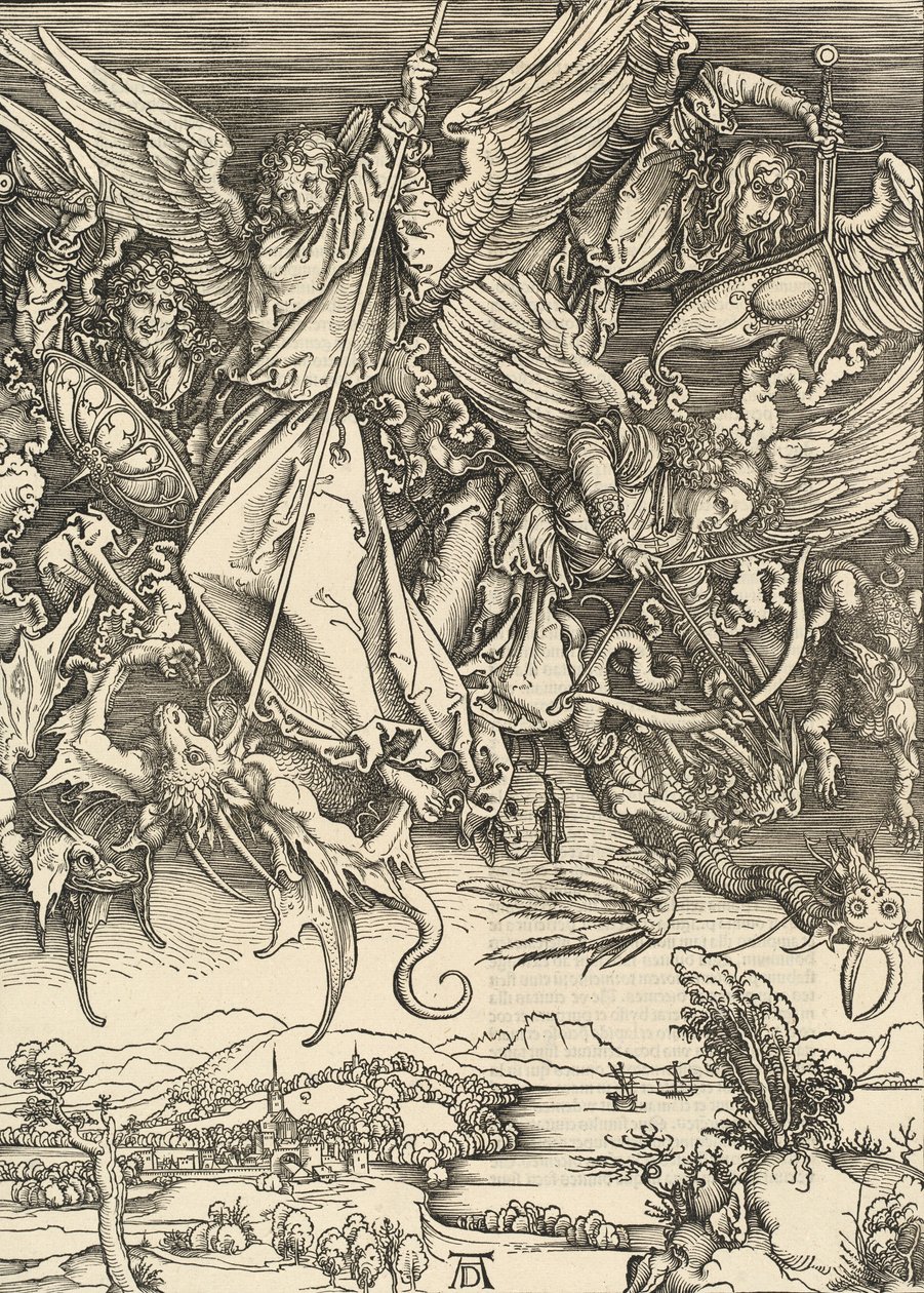 Saint Michael Fighting the Dragon, 1498. od Albrecht Dürer