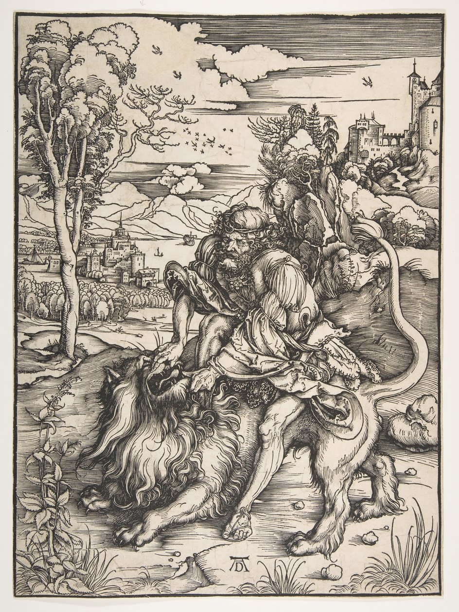 Samson Rending the Lion, ca. 1497-98. od Albrecht Dürer