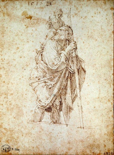 Svatý Kryštof nesoucí Jezulátko, 1515 od Albrecht Dürer