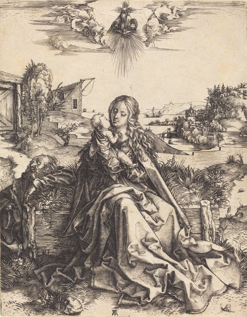 Svatá rodina s jepicí, 14951496. od Albrecht Dürer