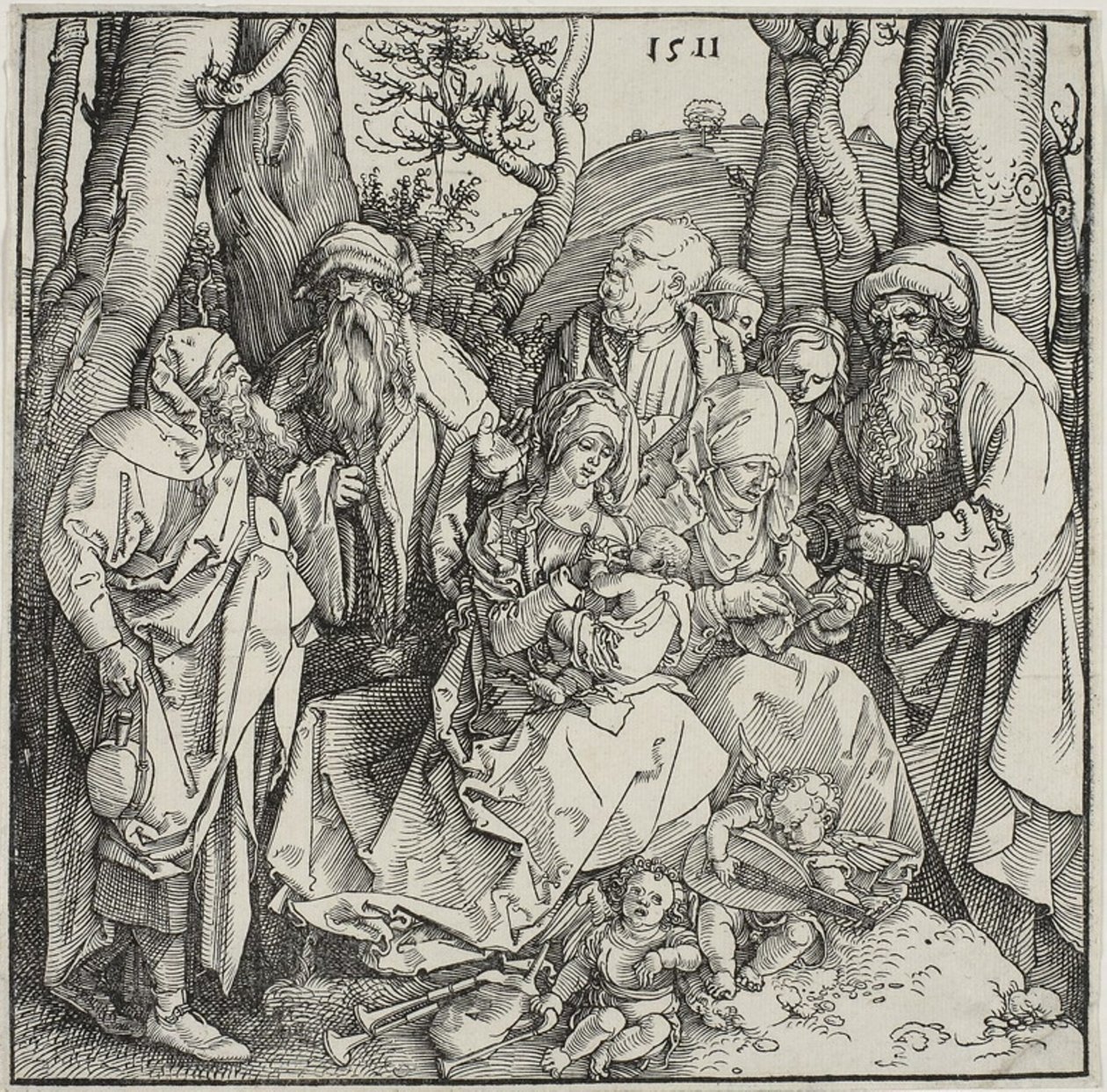 Svaté příbuzenství a dva hudební andělé od Albrecht Dürer