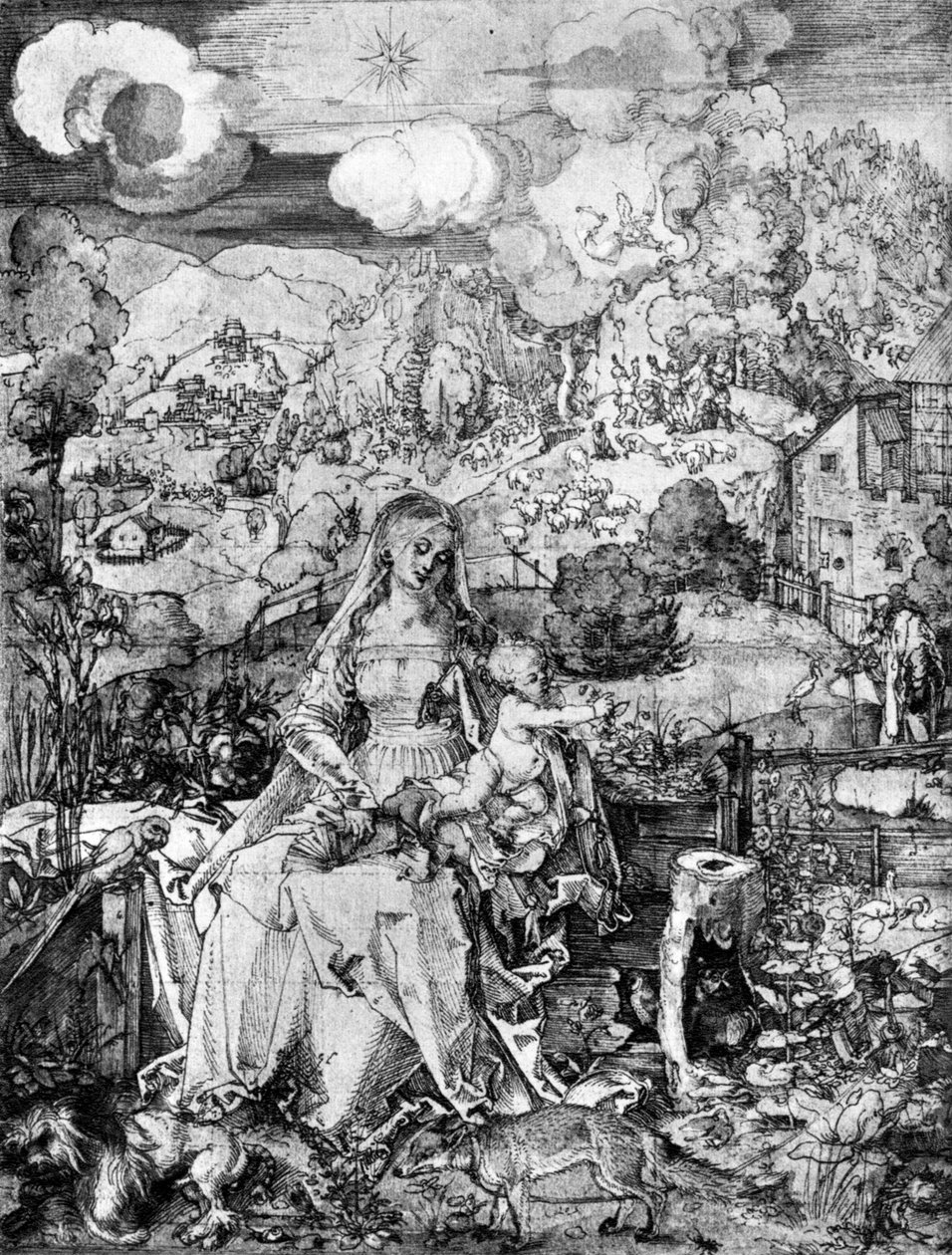 Panna a mnoho zvířat, 1505, 1936 od Albrecht Dürer