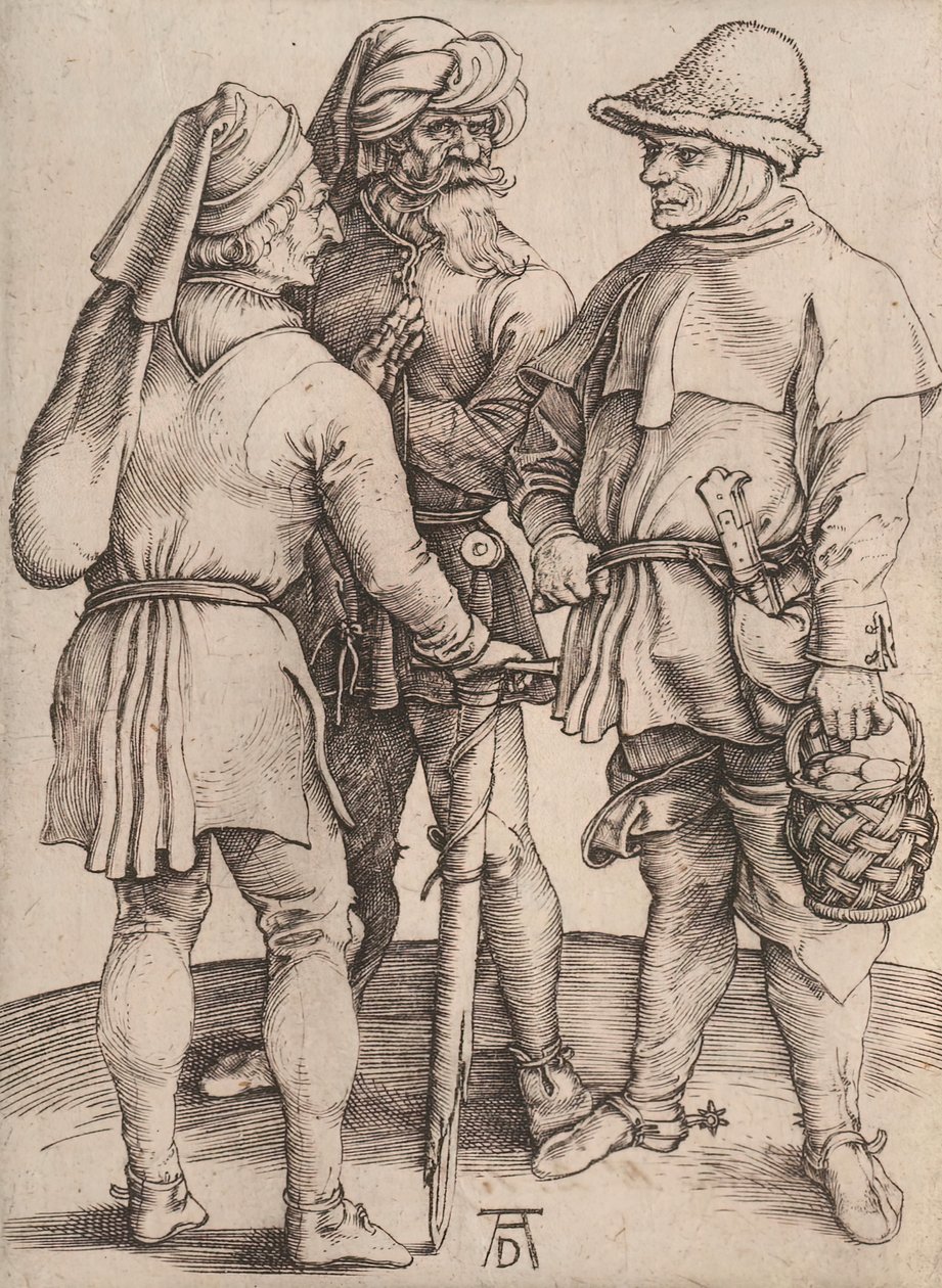Tři sedláci v rozhovoru, 1497-1498. od Albrecht Dürer