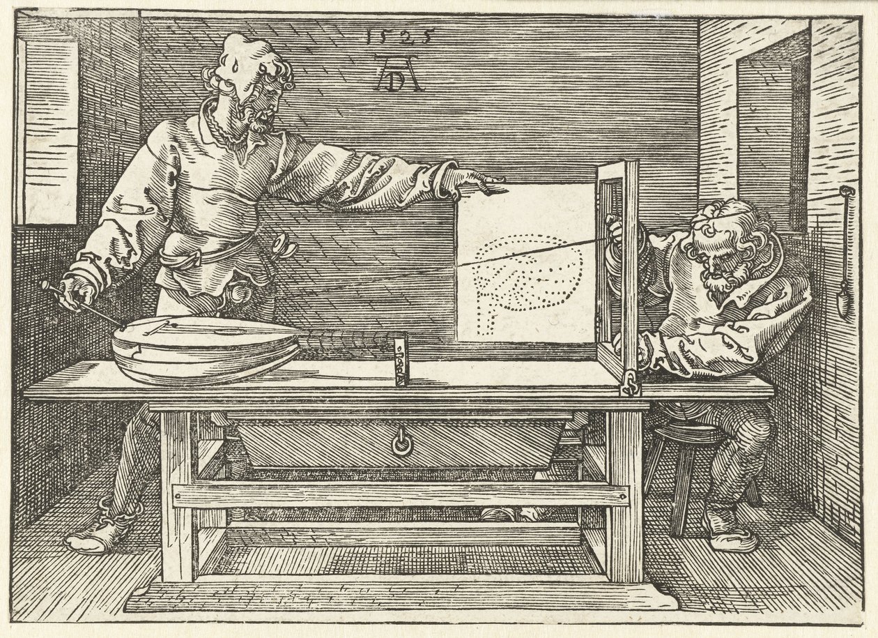 Umělec kreslící loutnu od Albrecht Dürer or Duerer