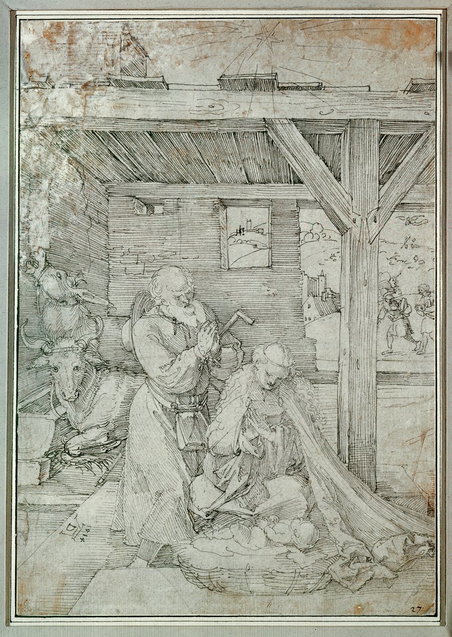 Betlém (pero a tuš) od Albrecht Dürer or Duerer