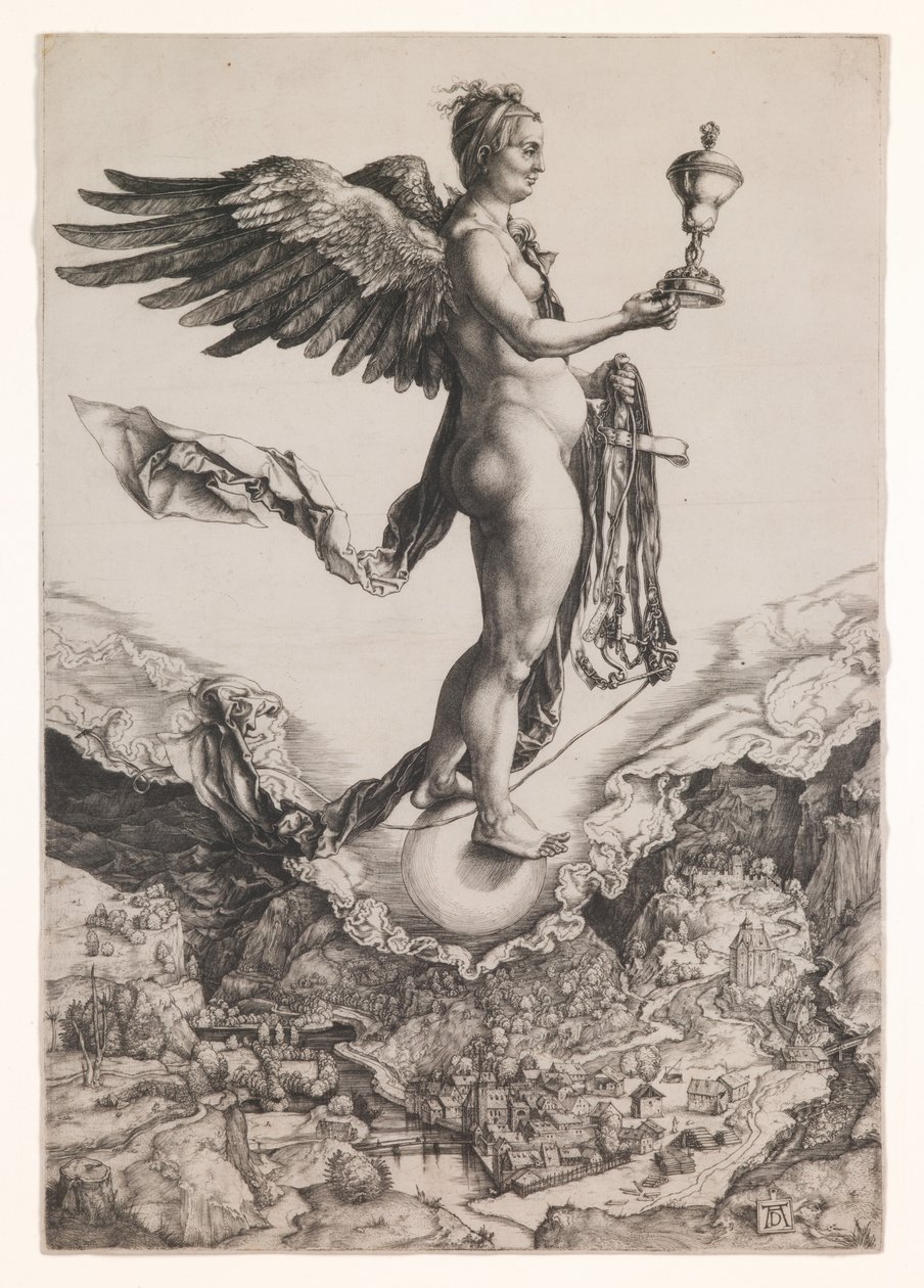 Nemesis, asi 1501-2 (rytina) od Albrecht Dürer or Duerer