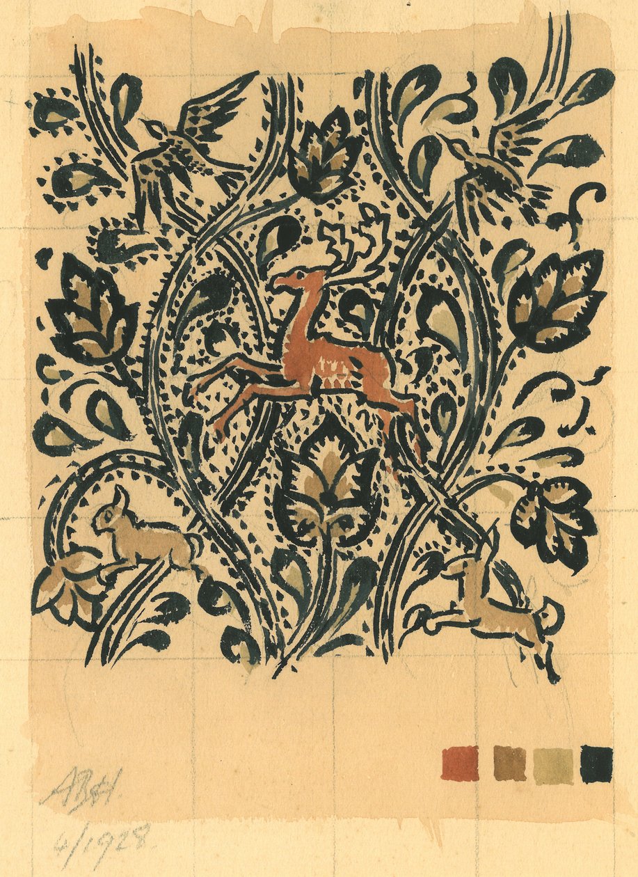 Wood Life, duben 1928 (kvaš na papíře) od Alec Hunter