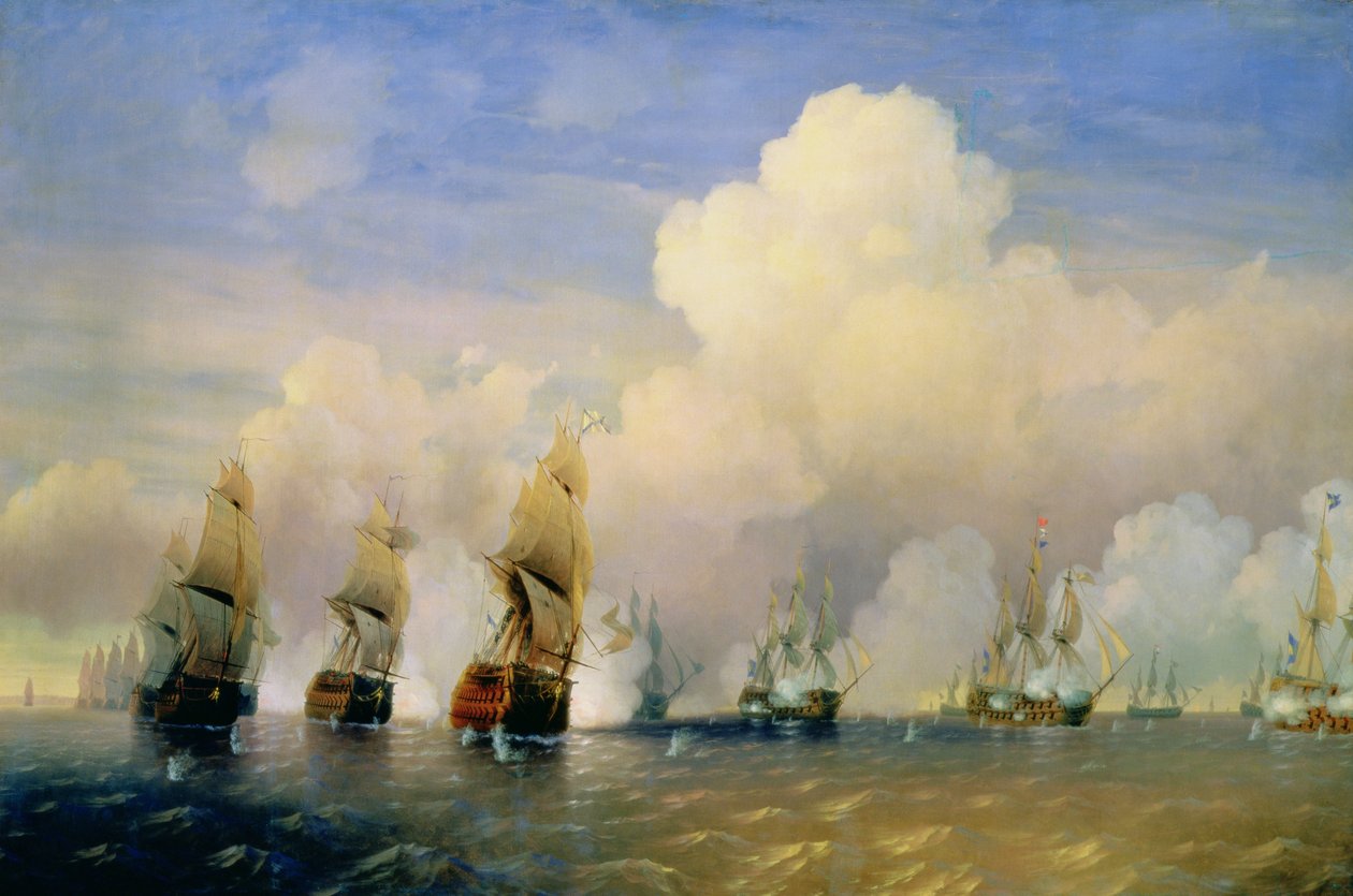 Rusko-švédská námořní válka u Kronštadtu v roce 1790 od Aleksei Petrovich Bogolyubov
