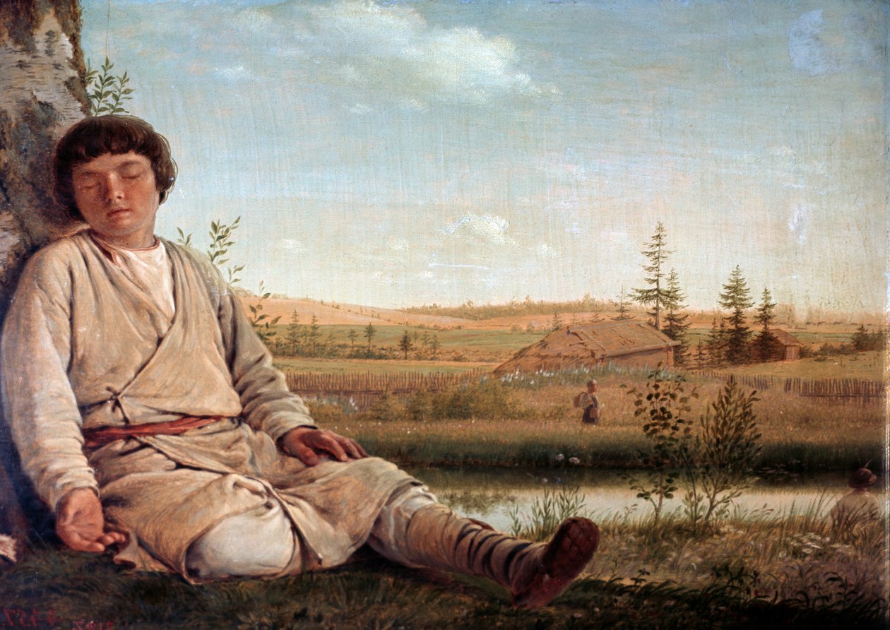 Spící pastýř, Alexej Venetsianov (1780-1847) od Aleksei Gavrilovich Venetsianov