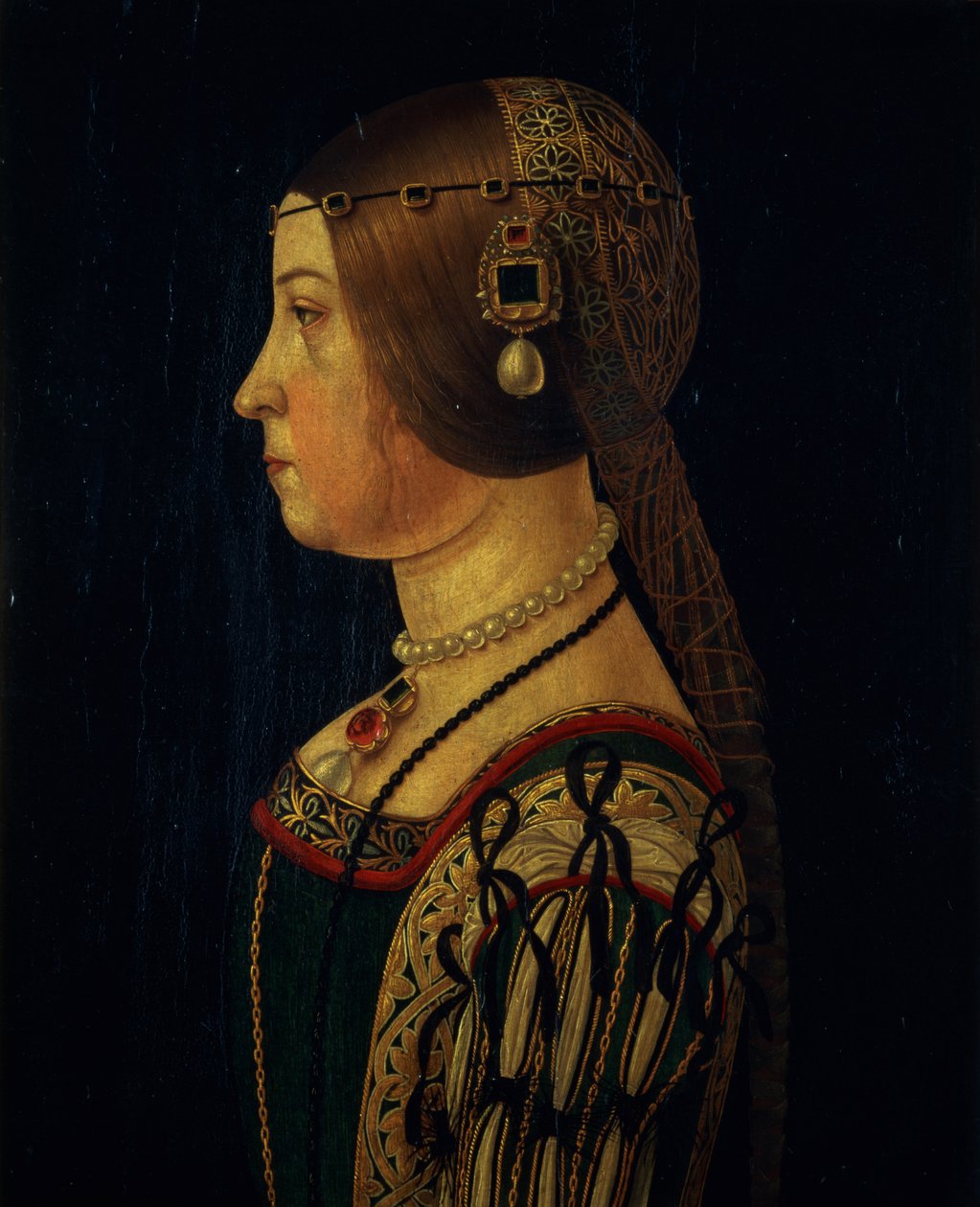 Portrét Barbary Pallavicinové, asi 1520-28 (deska) od Alessandro, Araldi