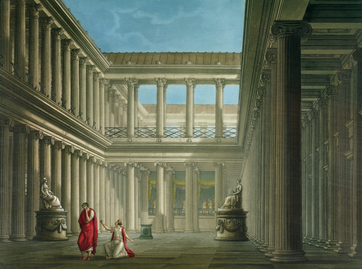 Interiér baziliky v Pompejích, návrh pro operu "Poslední den Pompejí", 1827 od Alessandro Sanquirico