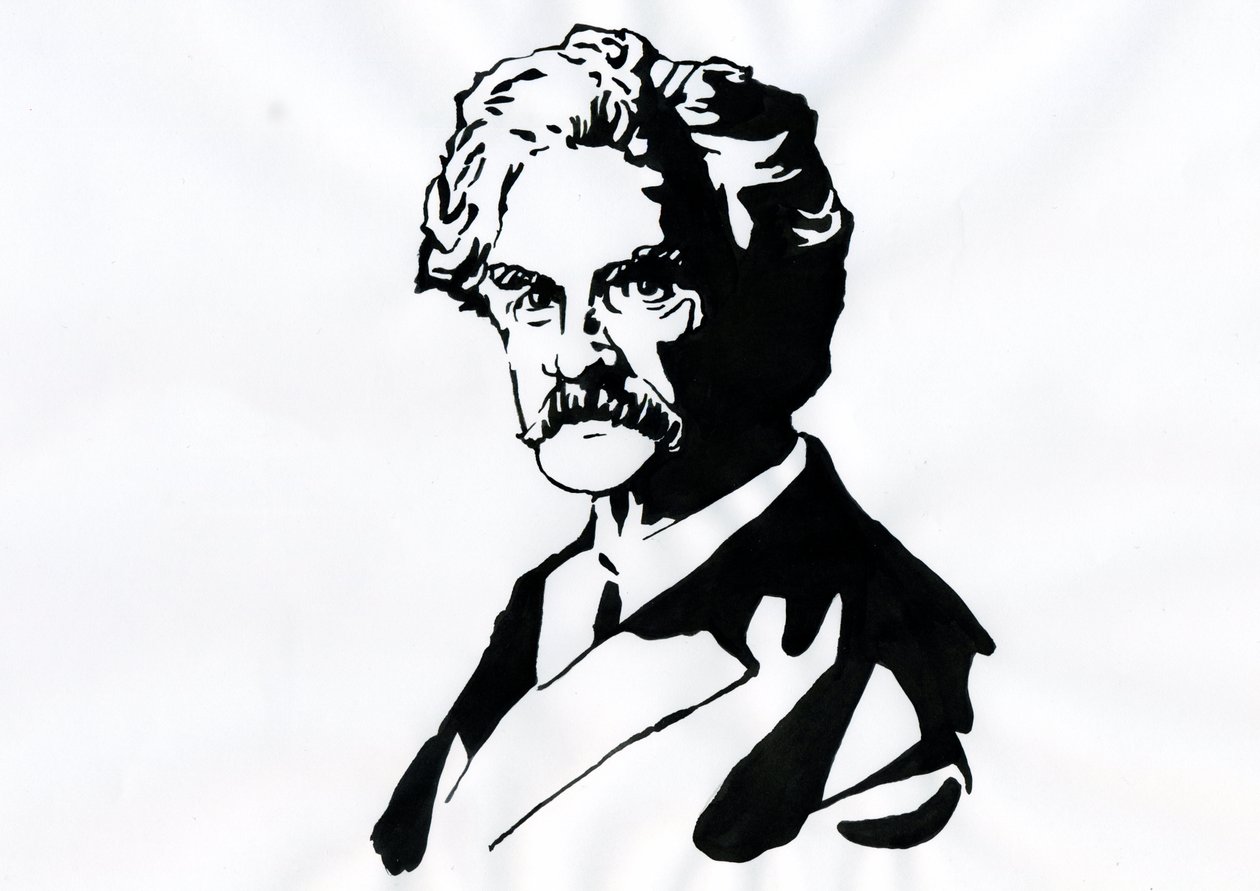 Portrét Marka Twaina (1835-1910) od Alessandro Lonati
