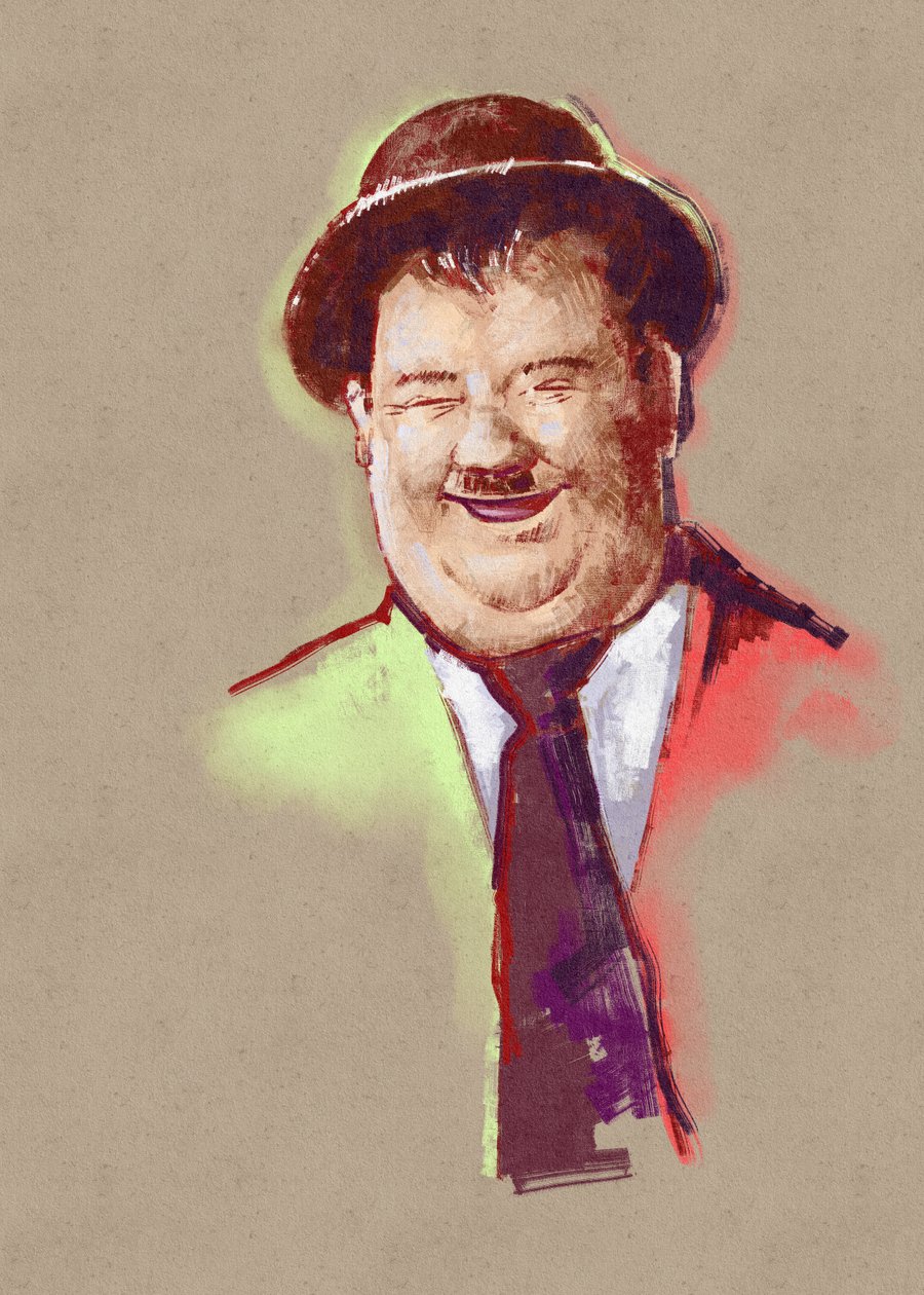 Portrét komika Olivera Hardyho (ilustrace) od Alessandro Lonati