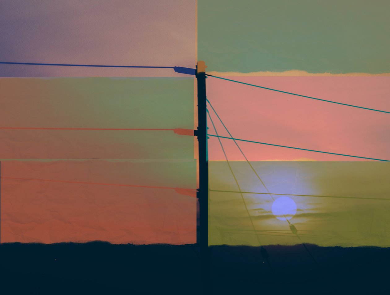zvuk,2019,(koláž;montáž;přemalováno) od Alex Caminker