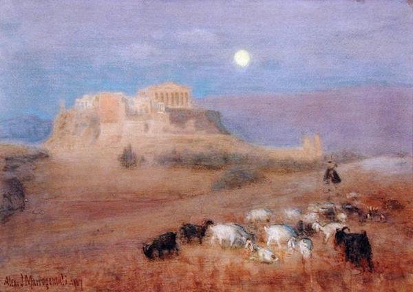 Akropole za soumraku od Alex J. Mavrogordato