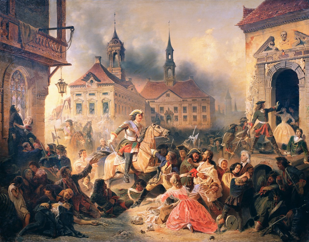 Petr Veliký dobývá Narvu v roce 1704, 1859 od Alexander Ivanovich Sauerweid