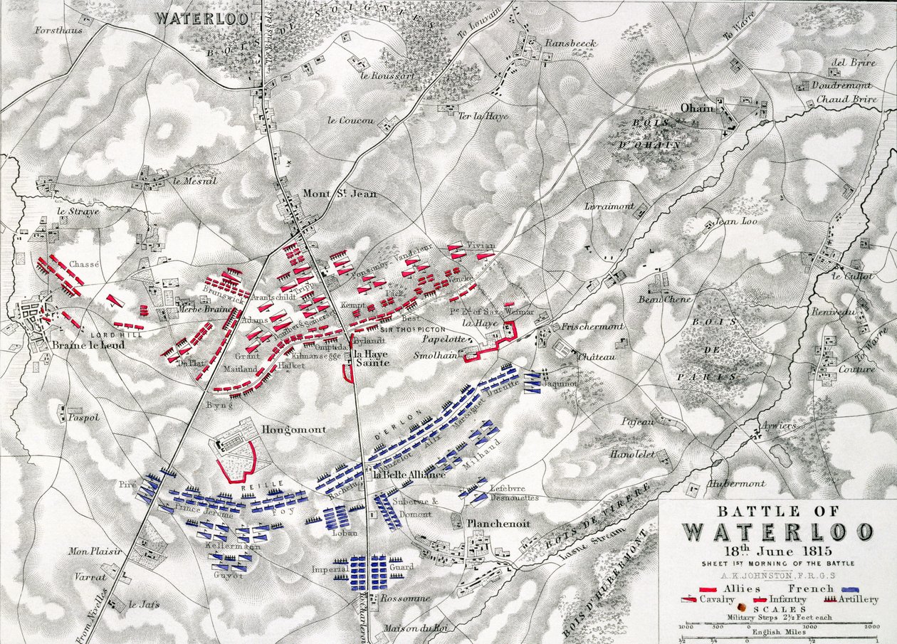 Bitva u Waterloo, 18. června 1815, List 1 (viz také 193243) od Alexander Keith Johnston