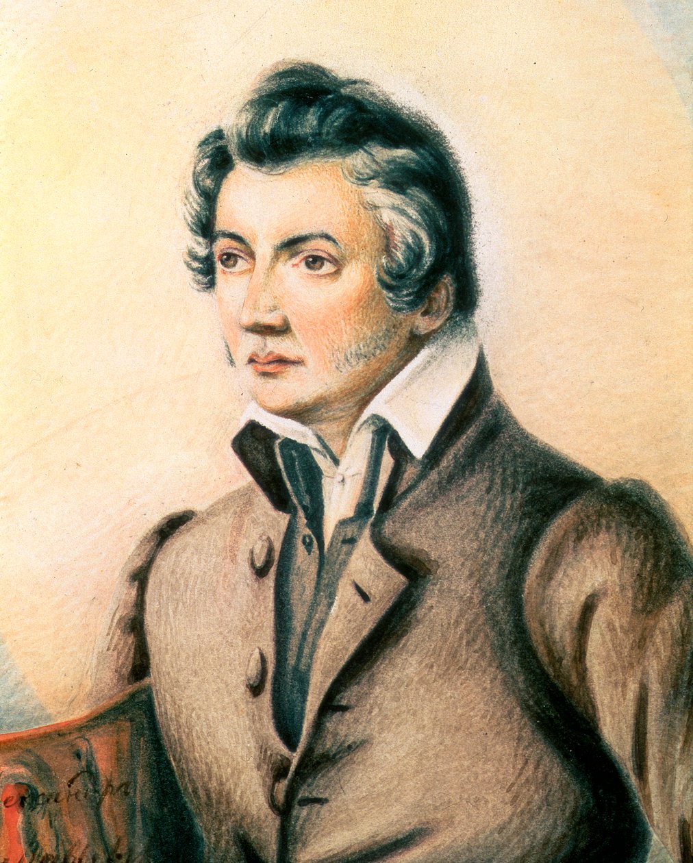 Portrét Nikity Muravjova, 1836 (čb a barevné tužky) od Alexander Mikhailovich Muravyov