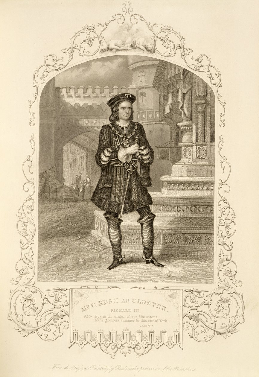 Mr C. Kean jako Gloster, dějství I, scéna 1, v Richard III, William Shakespeare (1564-1616) od Alexander Reid