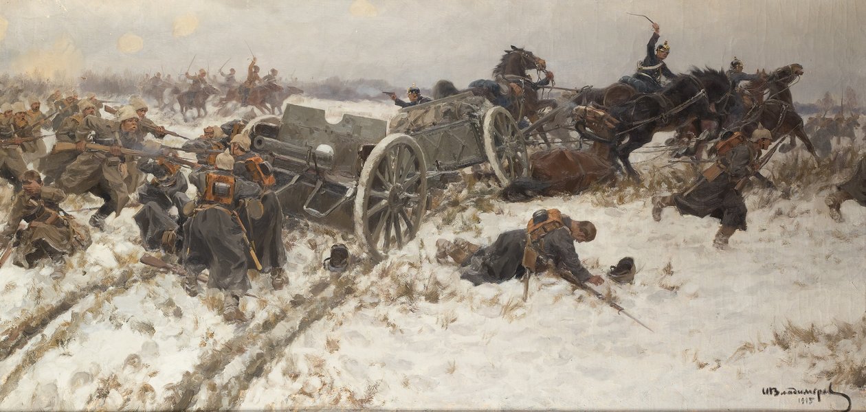 Vojenská potyčka, 1915 od Alexander Alexeyevich Alexeyev
