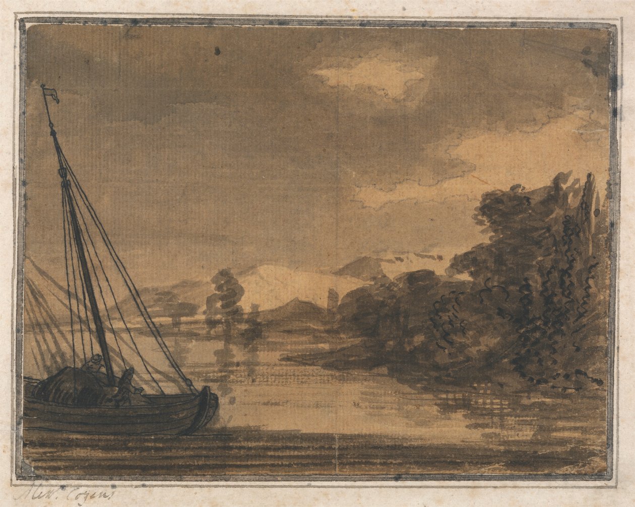Řeka a loď od Alexander Cozens