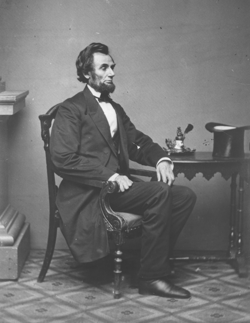 Abraham Lincoln, celovečerní portrét, sedící, 1861 od Alexander Gardner