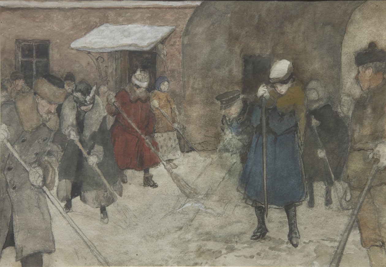 Odklízení sněhu, cca 1921 od Alexander Ivanovich Vakhrameyev