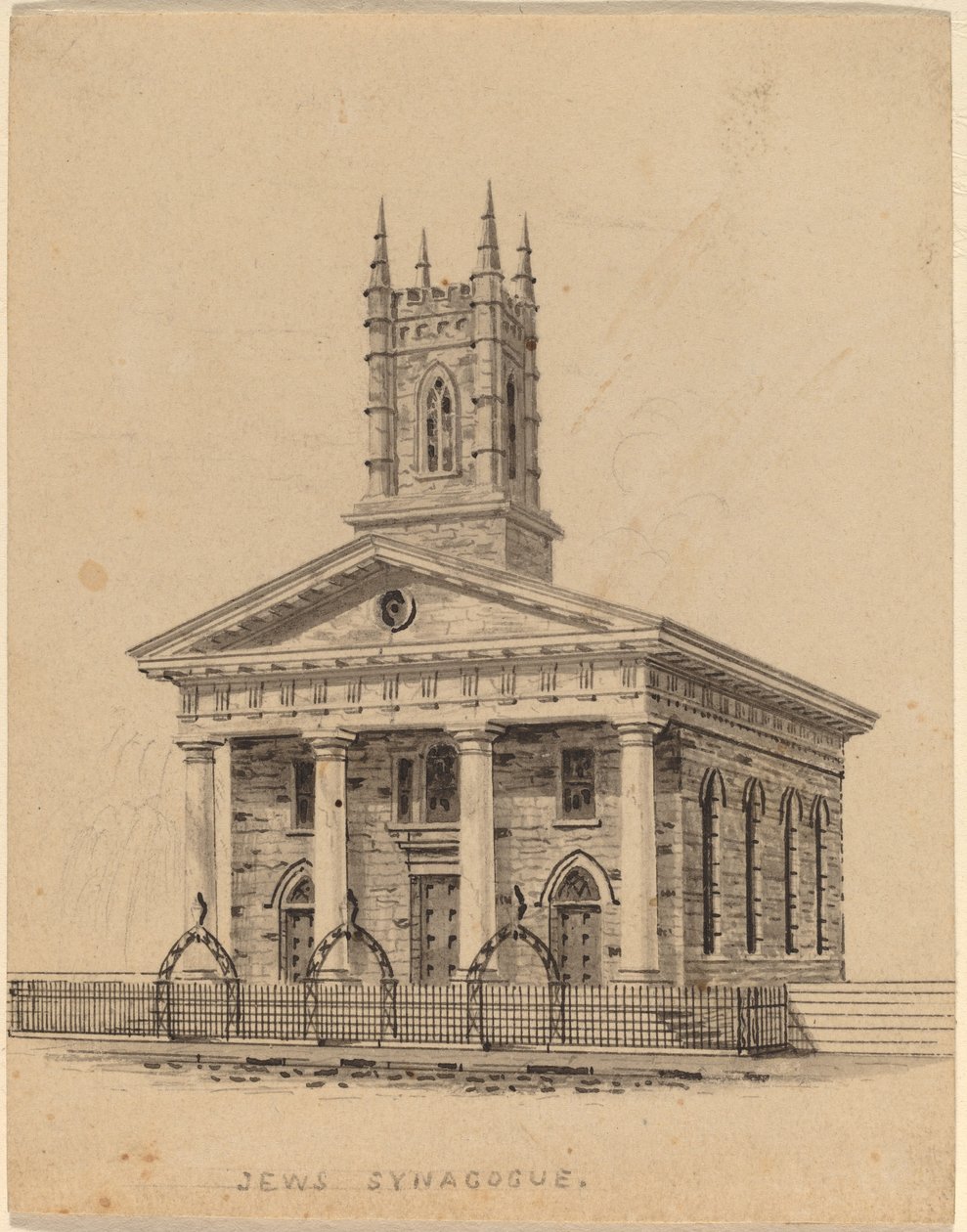 Židovská synagoga, N.Y. od Alexander Jackson Davis