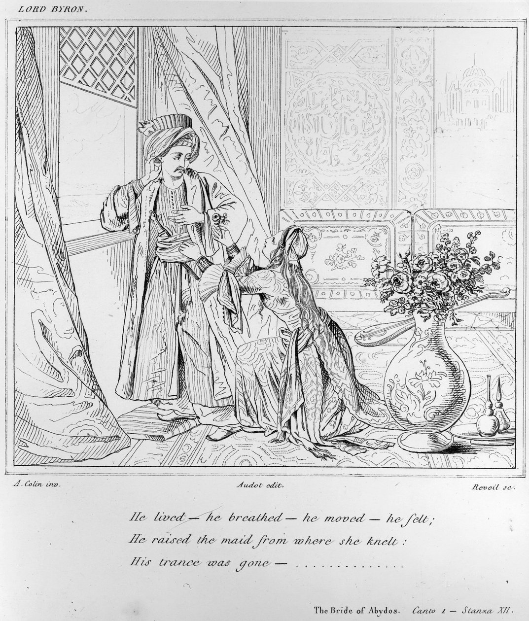 Scéna z Nevěsty z Abydu od Lorda Byrona od Alexandre Marie Colin