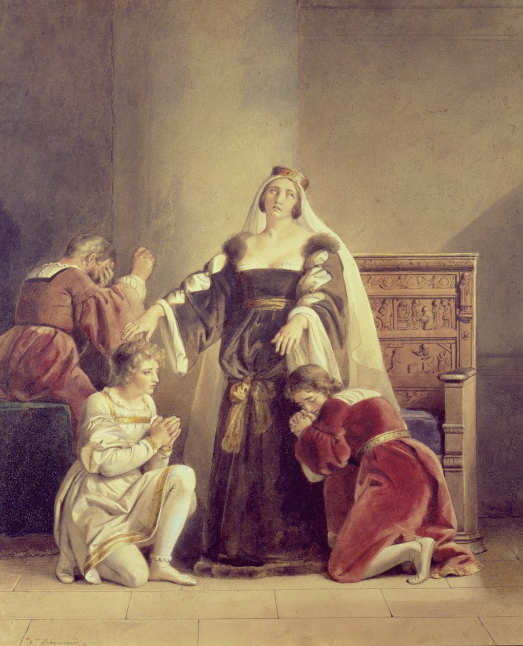 Královna Alžběta se loučí se svými syny, 19. století od Alexandre Evariste Fragonard