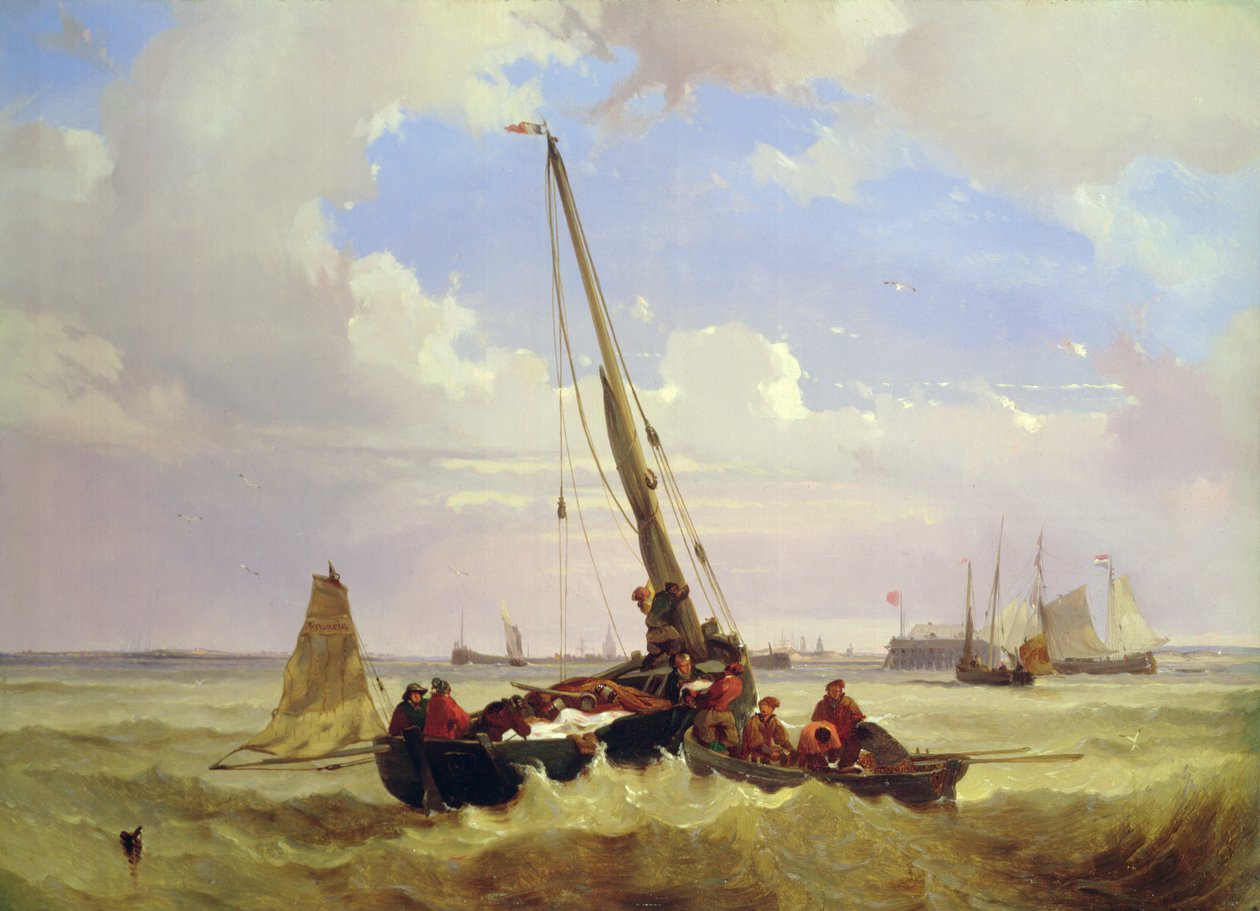Rybářská plavidla u Calais (malba) od Alexandre T. Francia