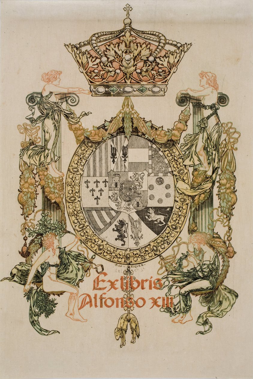 Kniha s deskami Alfonsa XIII od Alexandre de Riquer
