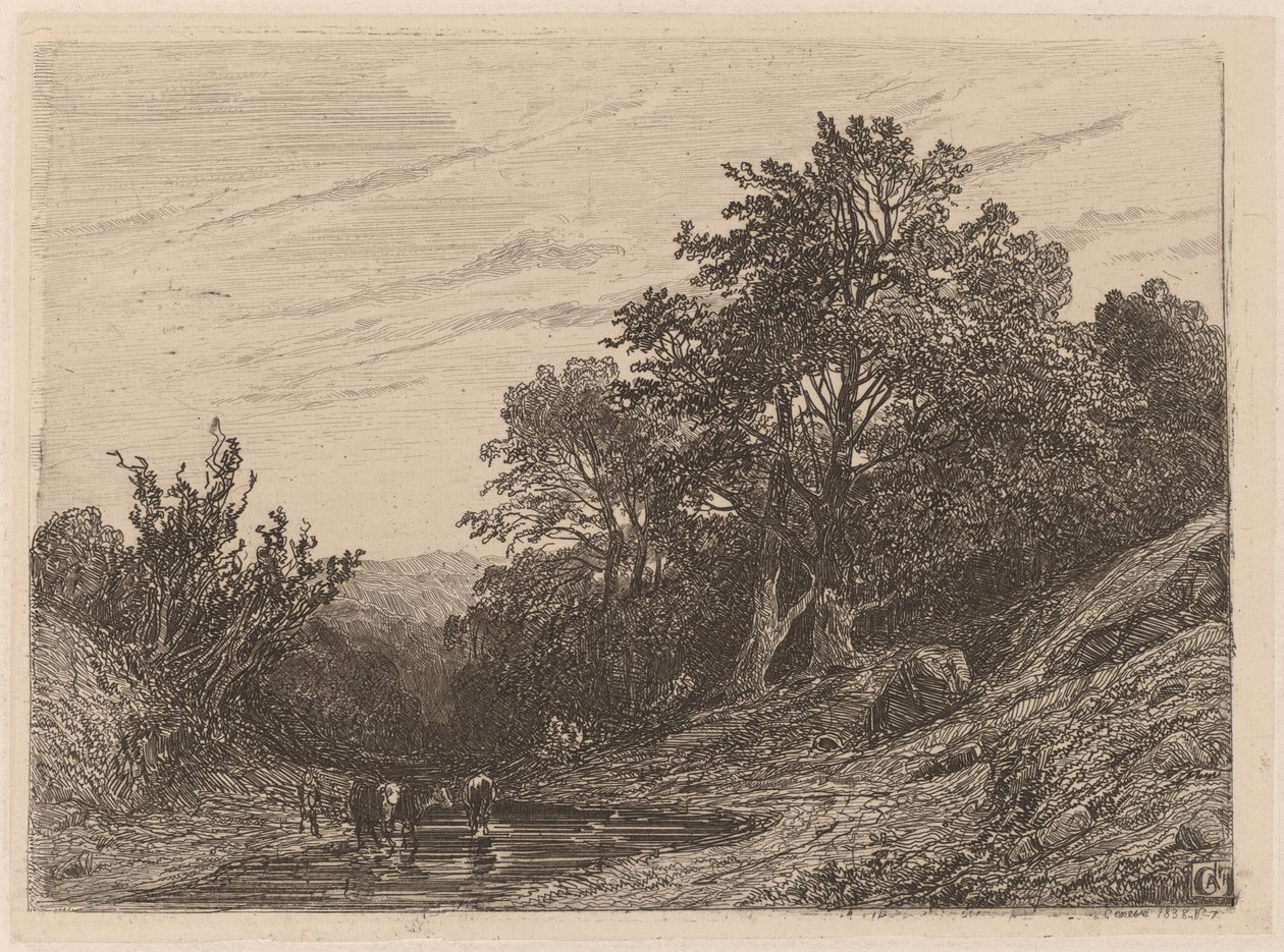 Stádo v proudu od Alexandre Calame